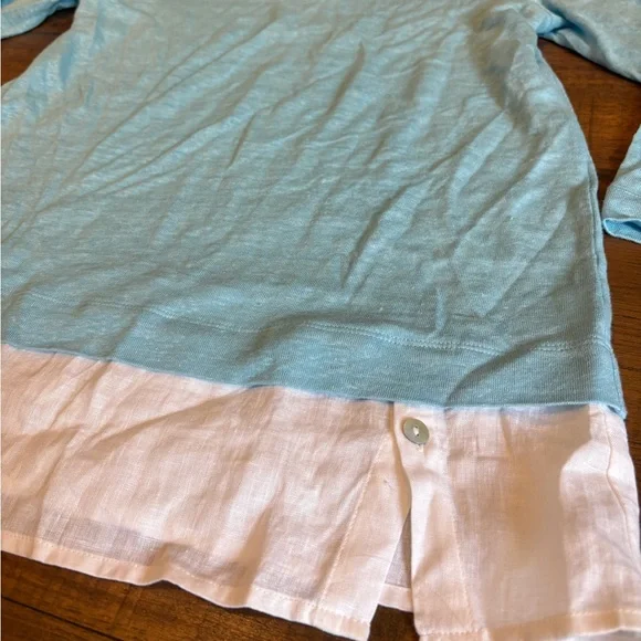 J. Jill Layered Hem Linen Tunic Clear Sky Blue Women’s XS NWT - Picture 3 of 5